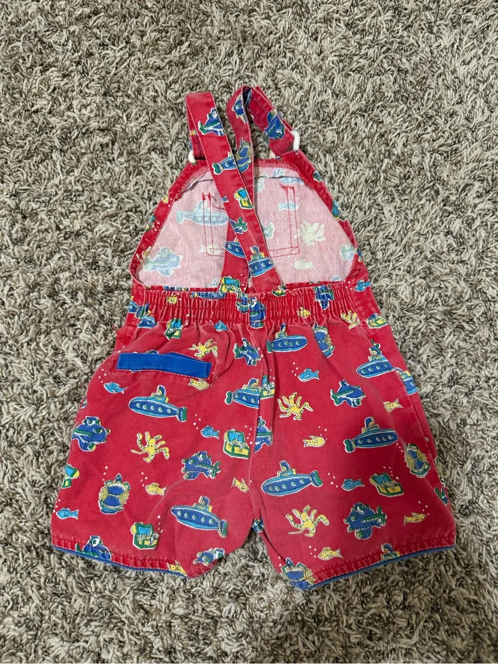 VTG OshKosh B'gosh Red Submarine & Sea Life Shortalls